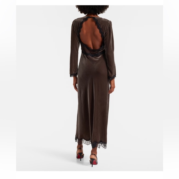 RIXO Alesha lace-trimmed velvet midi dress Size Medium 🤠 - Picture 3 of 9